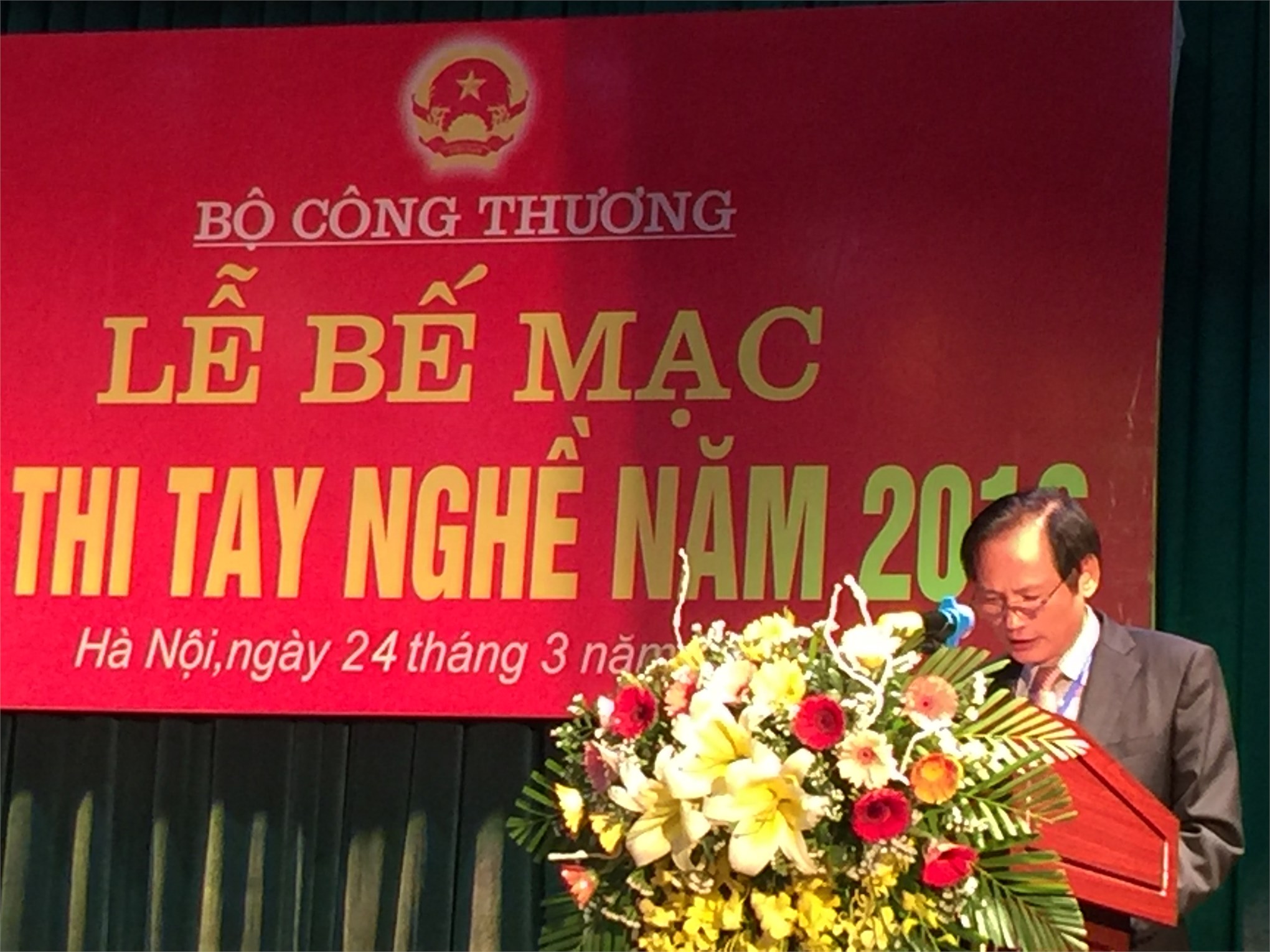 Ông Nguyễn Văn Thảo - Phó Vụ trưởng Vụ phát triển nguồn nhân lực, Bộ Công thương - Trưởng ban Tổ chức Hội thi đọc báo cáo Tổng kết Hội thi