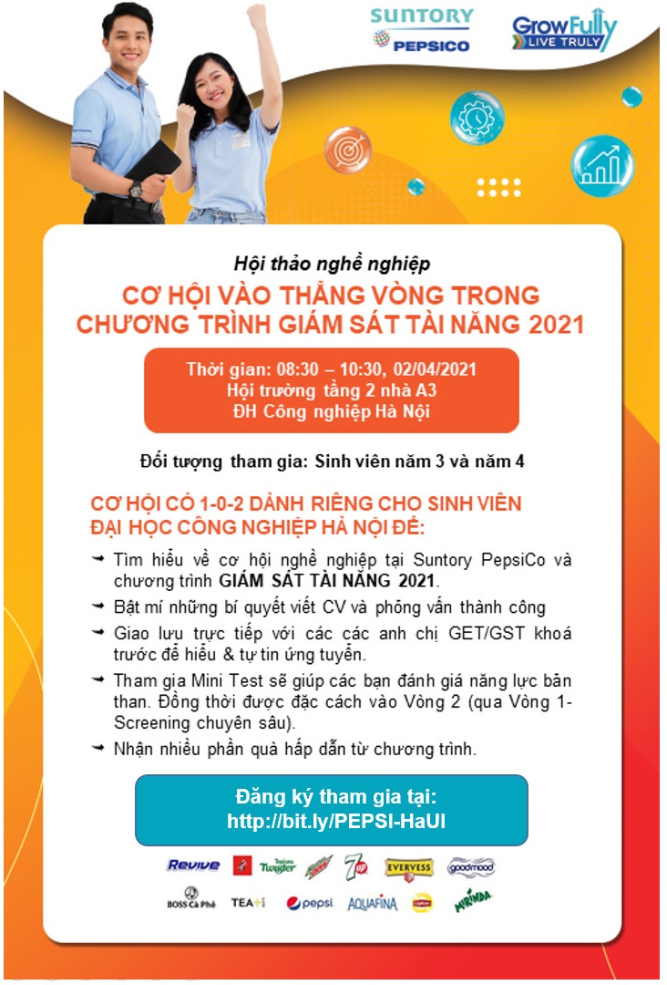 Hội thảo cơ hội việc làm,định hướng, tập huấn kỹ năng viết CV của Công ty TNHH Suntory Pepsico Việt Nam