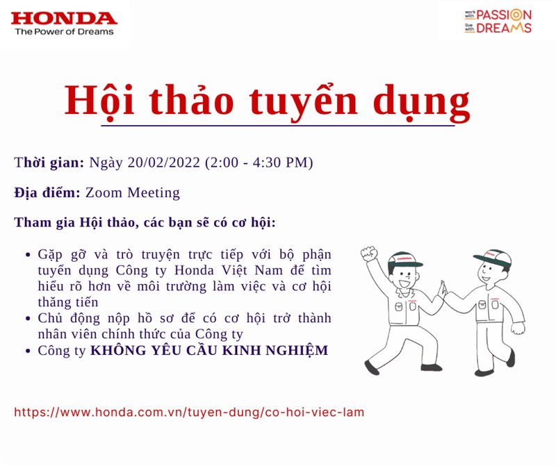 Hội thảo việc làm của Công ty Honda Việt Nam dành cho SV Đại học K13 và SV đã tốt nghiệp