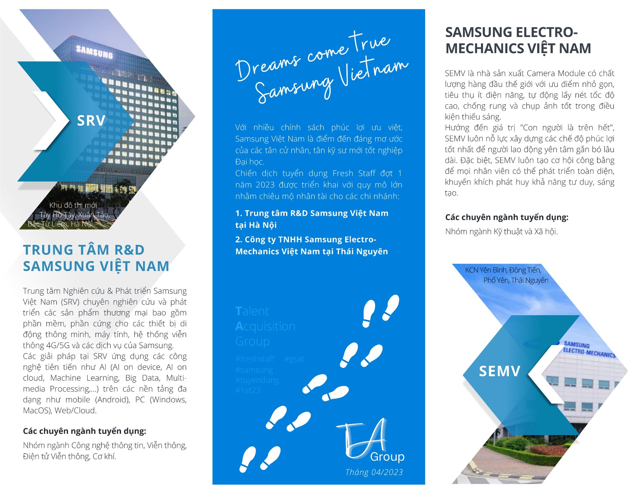Hội thảo việc làm, hướng nghiệp của Công ty TNHH Samsung Electronics Việt Nam 2023 dành cho Sinh viên trình độ Đại học