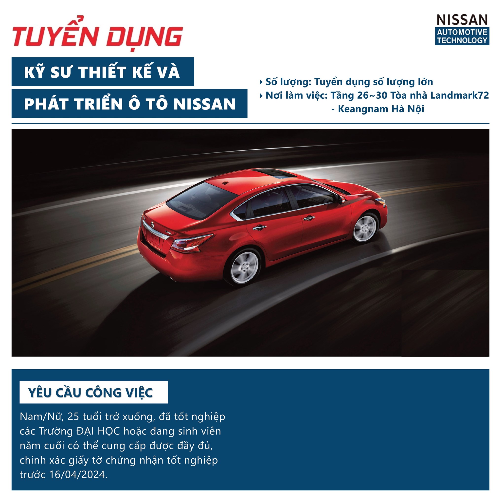 Thông báo tổ chức chương trình thi tuyển tại trường của Công ty TNHH Nissan Automotive Technology Việt Nam