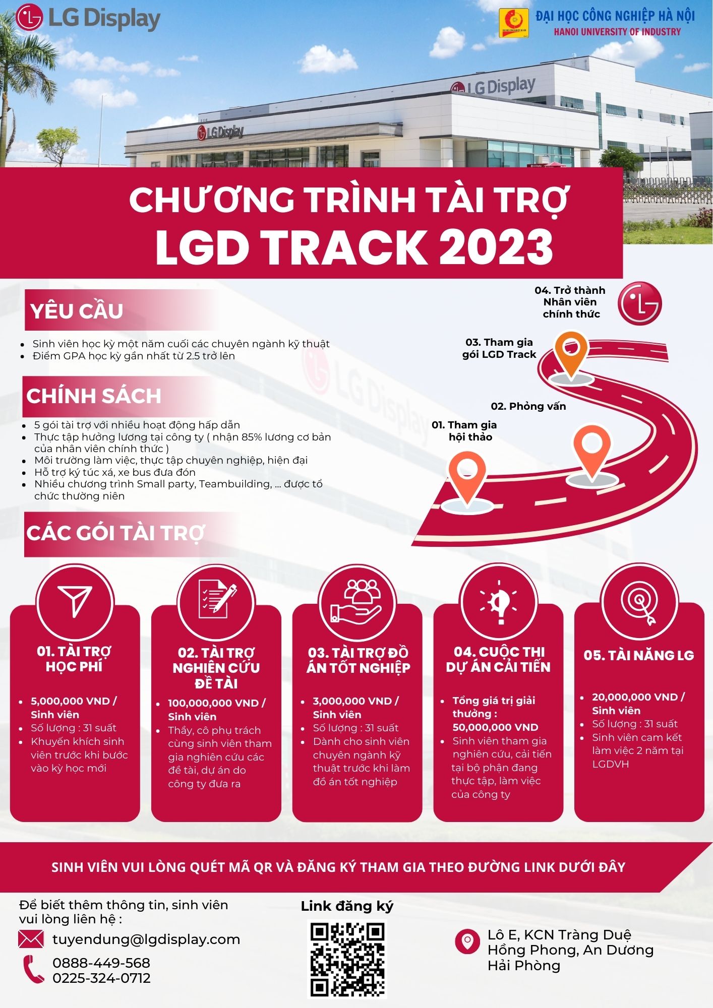 Thông báo Chương trình Tài trợ LGD Track 2023 và Phỏng vấn thực tập của Công ty TNHH LG Display Việt Nam Hải Phòng