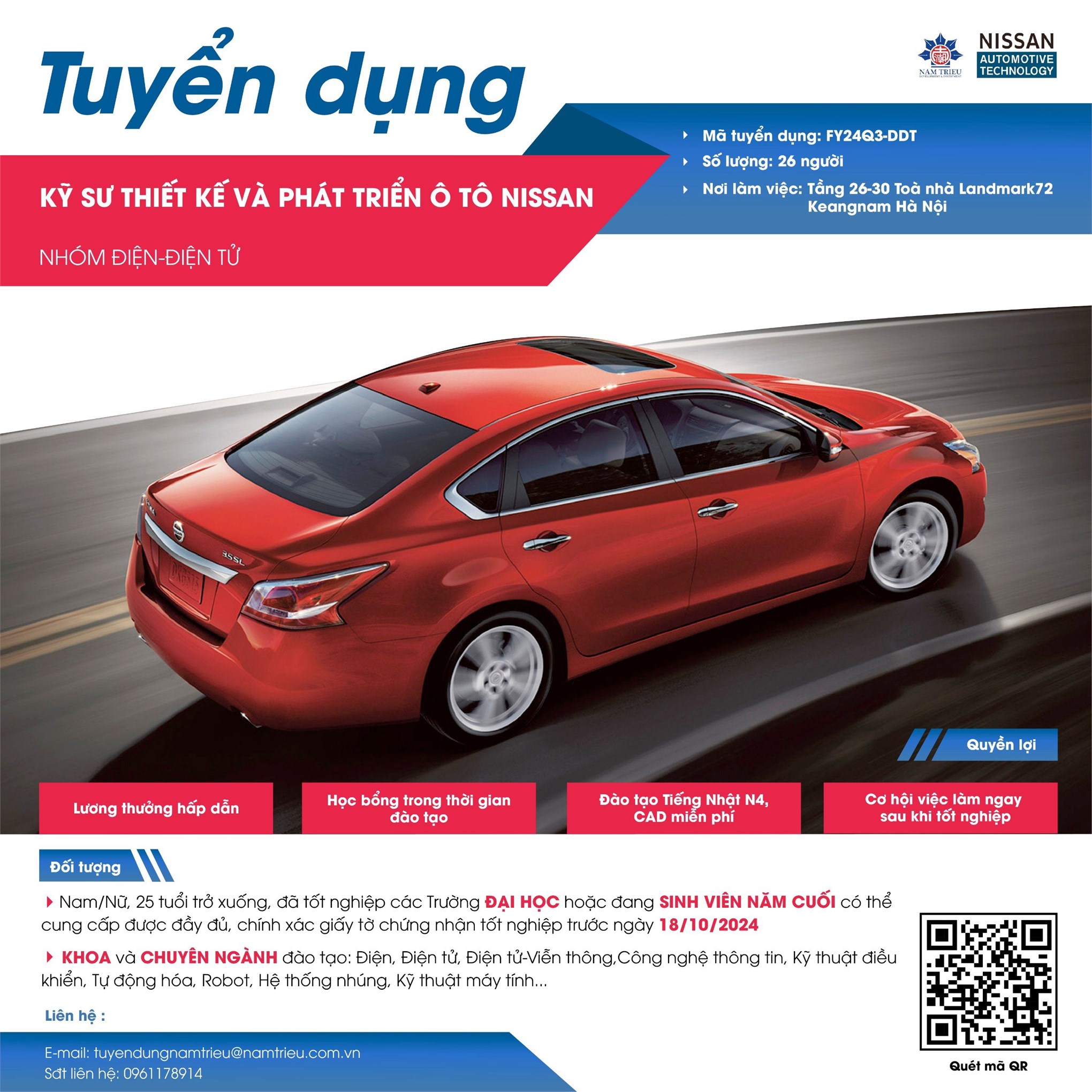 Thông báo tuyển dụng của Công ty TNHH Nissan Automotive Technology Việt Nam