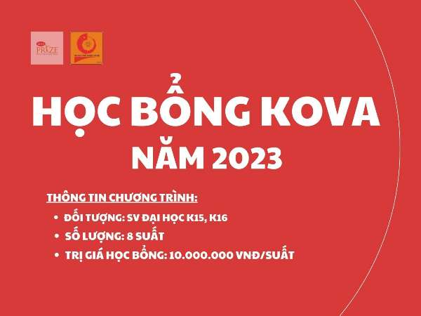 Thông báo Giải thưởng học bổng Kova năm 2023