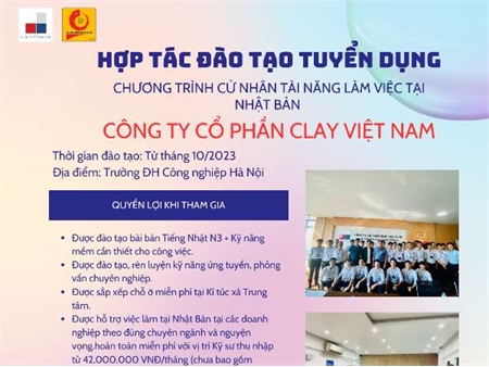 Thông báo chương trình hợp tác đào tạo tuyển dụng Cử nhân làm việc tại Nhật Bản của Công ty CP Clay Việt Nam